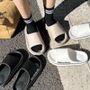 Feslishoet-Men's and women's letter beach slippers, beach slides, solid document, optical sole, coordinating indoor shoes, summer couple sandals