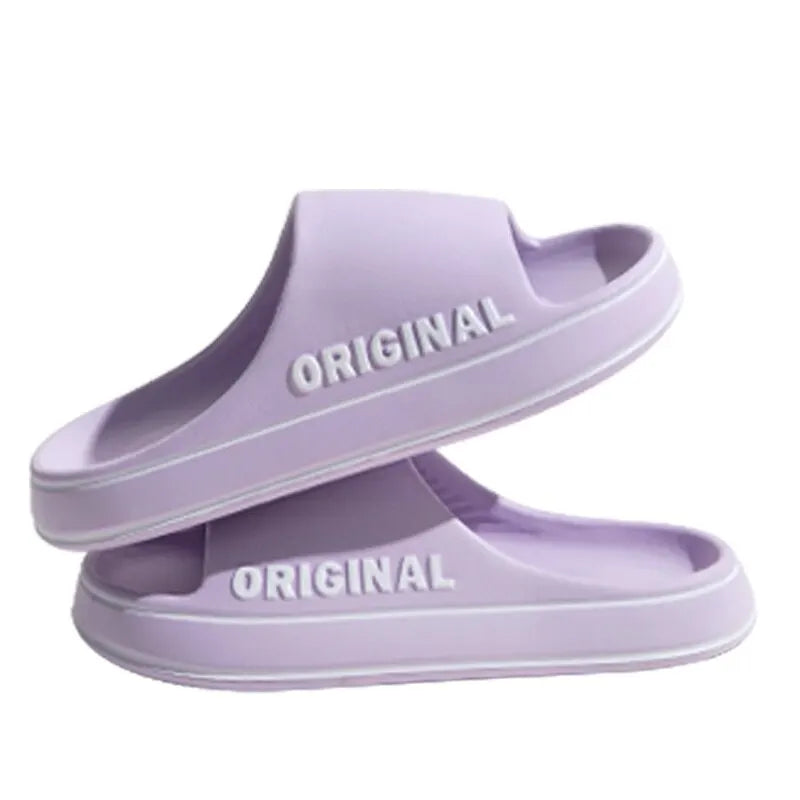 Feslishoet-Men's and women's letter beach slippers, beach slides, solid document, optical sole, coordinating indoor shoes, summer couple sandals