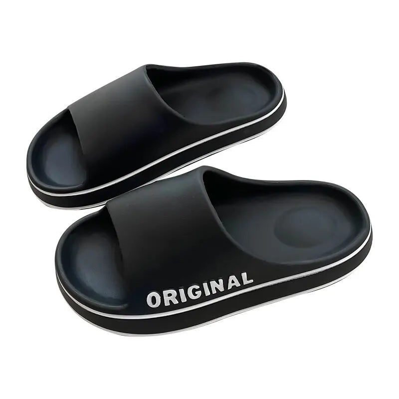 Feslishoet-Men's and women's letter beach slippers, beach slides, solid document, optical sole, coordinating indoor shoes, summer couple sandals