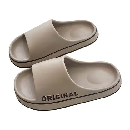 Feslishoet-Men's and women's letter beach slippers, beach slides, solid document, optical sole, coordinating indoor shoes, summer couple sandals