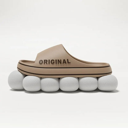 Feslishoet-Men's and women's letter beach slippers, beach slides, solid document, optical sole, coordinating indoor shoes, summer couple sandals