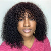Natural Braided Human Hair Wig, Bob Collection, Kinky Curly with Bangs, Human Hair, Full Machine Made, for Women